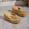 thumbnail image 6 of Eltusu Women Flip Flops Sandals, Wedge Outdoor Non-Slip Open Toe Summer Beach Shoes Gold Size 6.5, 6 of 8