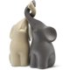 thumbnail image 1 of Pareja de elefantes en beige y gris - Escultura de cerámica moderna en conjunto - Figura decorativa de 16 cm de alto - Elefante ideal como regalo, 1 of 5