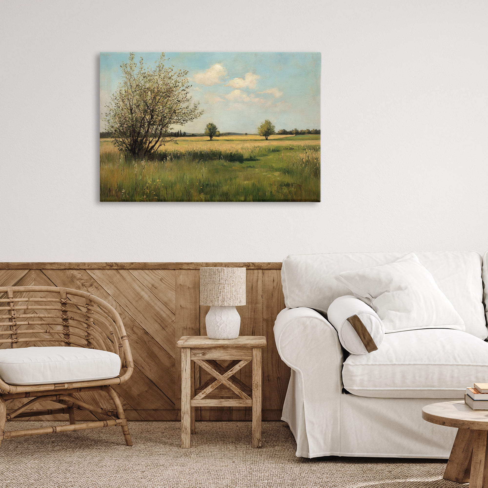 Stupell Industries Peaceful Meadow Under Serene Sky Canvas Wall Art, design by Petal Prints Design