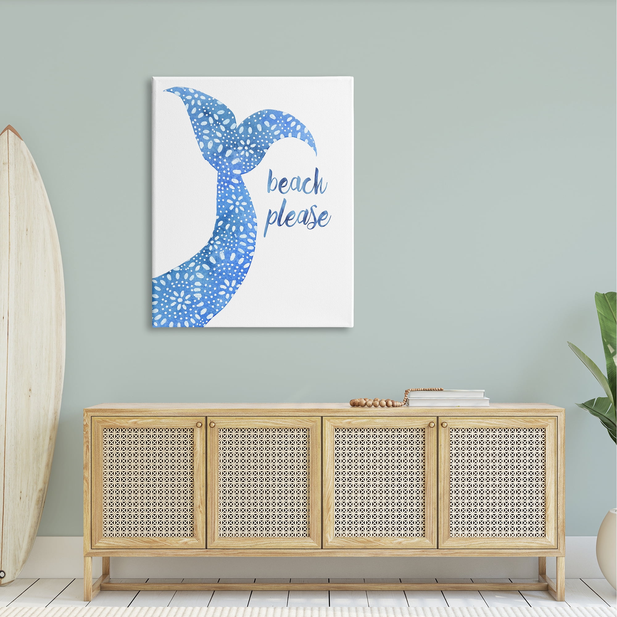 Stupell Industries Beach Please Blue Mermaid Tail Mandala Pattern Painting Gallery Wrapped Canvas Print Wall Art, Design by Jackie Decker