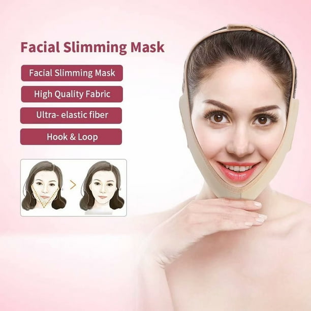 Face Lifting Slimming Belt, Facial Cheek V Shape Lift Up Thin Mask Strap  Face Line Smooth Breathable Compression Double Chin Reduce Bandage (L) 