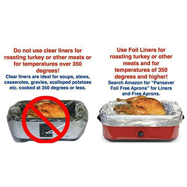  PanSaver Cooking Liners - Disposable Electric Roasting Pan  Liners for Instant Cleanup with No Scrubbing - Clear, 2 Count: Baking Mats:  Home & Kitchen
