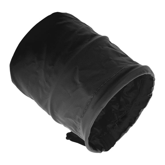 Unique Bargains Car Trash Can Hanging Folding Front Seats Faux Leather Trash Bin Black 1pcs
