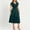 Army Green, variant on Women's Plus Size V Neck Short Sleeve Midi Dress, High Waist Flared A-Line Solid Vintage Swing formal Dress Purple XL(XL)