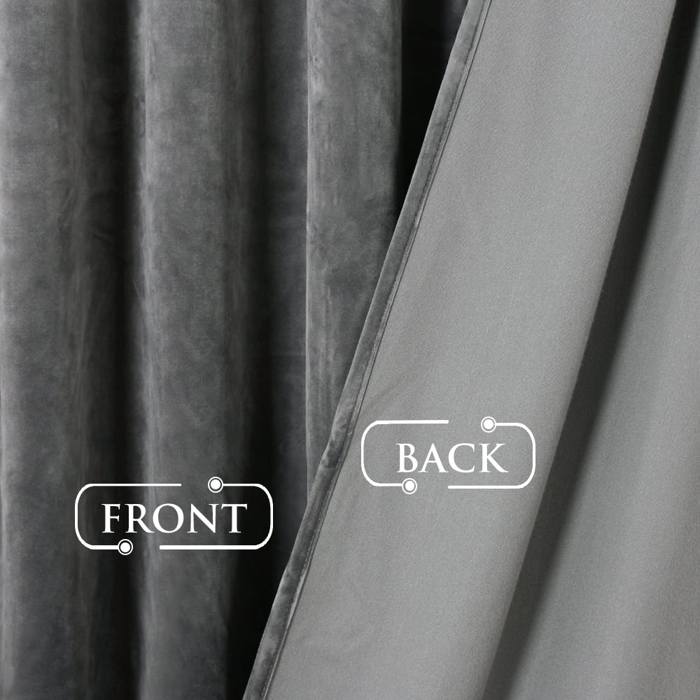 StangH Grey Velvet Curtains for Living Room 96 inches Long Blackout Curtains for Bedroom Grommet Privacy Thermal Insulated Window Drapes for Sliding Glass Door, W52 by L96 inches, 2 Panels