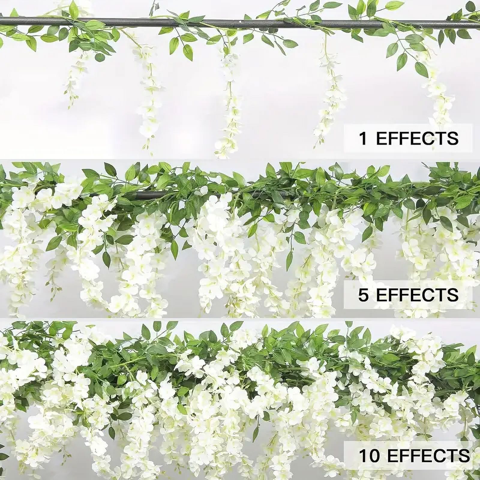 5 Pcs Wisteria Artificial Flowers Garland, Silk Fake Wisteria Vine Kit, Hanging Flower For House Outdoor Garden Ceremony Outside Wedding Arch Floral Decor, Xmas Decor
