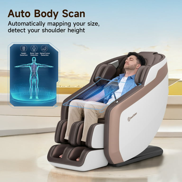 Real Relax Full Body Massage Chair Zero Gravity SL Track Massage Recliner with Yoga Stretch Heating and Foot Massage White Shop Black Friday Deals for 2024 Walmart