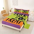 thumbnail image 2 of Feelyou Spooky Pumpkin Bed Sheets, Cute Trick Or Treat Full Size Sheets, Orange Purple Lime, 4-Piece, 1 Flat Sheet, 1 Fitted Sheet and 2 Pillowcases, 2 of 5