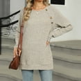 thumbnail image 7 of Fanxing Womens Long Sleeve Tunic Tops Split Solid Tees Casual Crewneck Knitted Shirts Loose Fit Fall Blouses Clothes Orders Placed My Account Recently Today Beige,XXL, 7 of 7