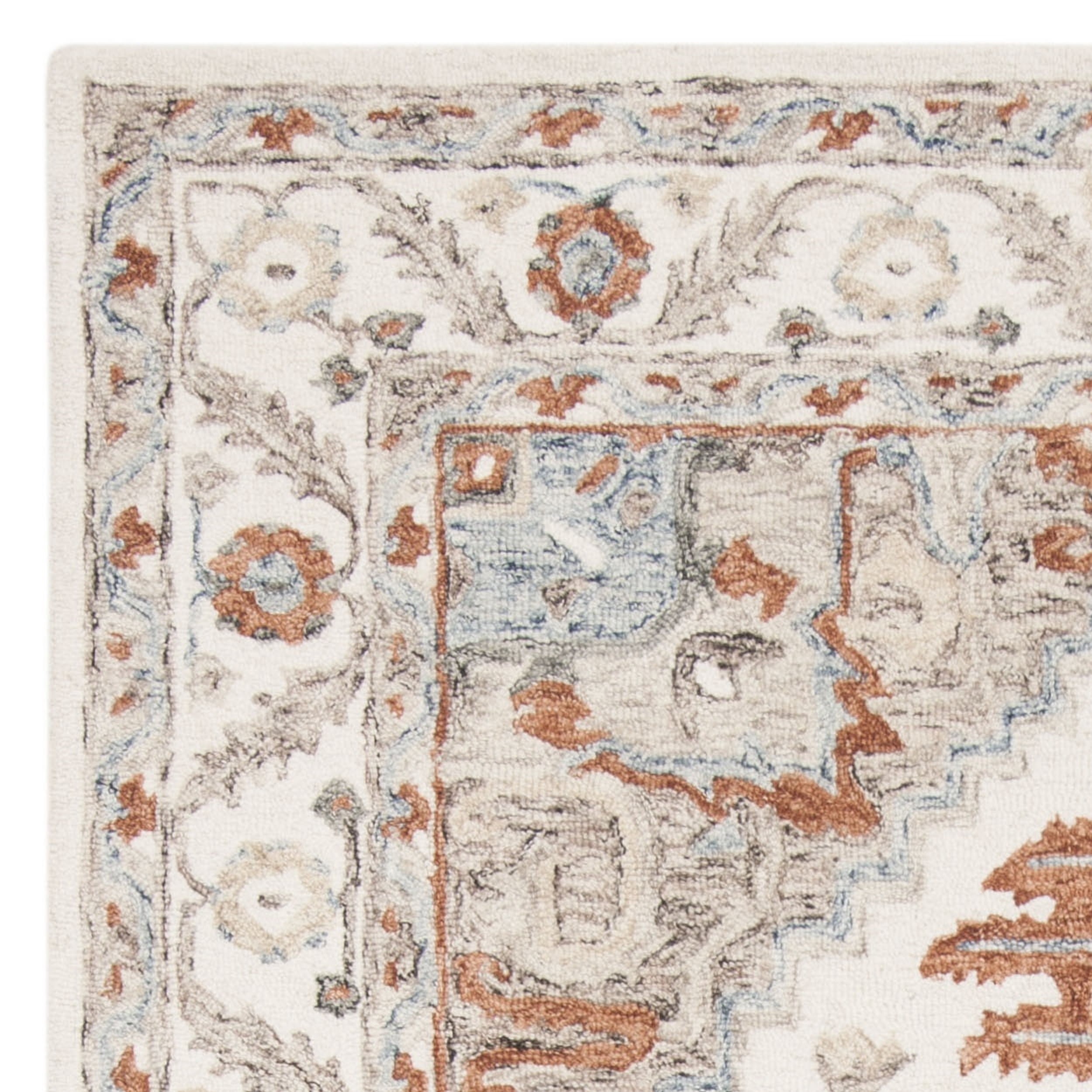 SAFAVIEH Micro-Loop Hypatia Traditional Wool Area Rug, Ivory/Rust, 5' x 8'