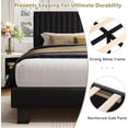 thumbnail image 6 of Honfach Full Size Bed Frame, Upholstered Platform Bed with Velvet Headboard, Wide Bed Legs and Strong Wood Slats Support,Black, 6 of 7