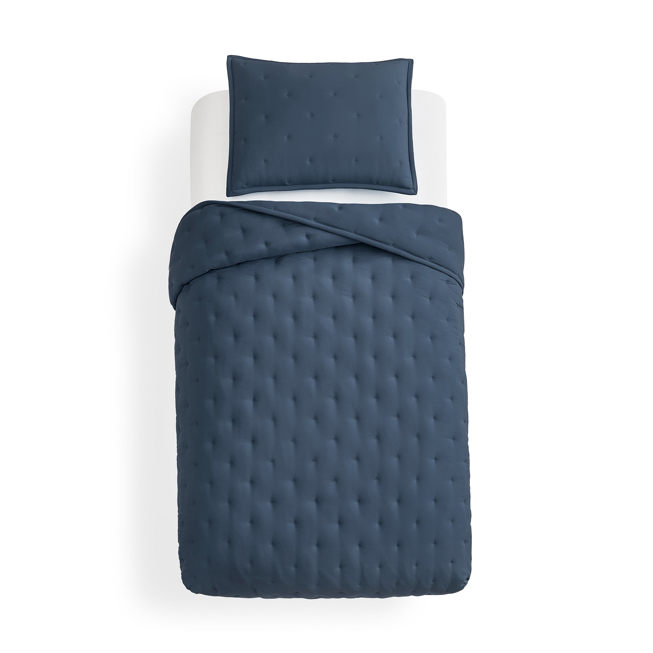 Mainstays Twin/Twin XL Comforter Set, Soft Lightweight & All Season, 2-Piece, Navy Blue