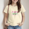thumbnail image 2 of kpoplk Girls Basic Plain T Shirts 5-16 Years Kids Cotton Summer Tops Crewneck Short Sleeve Tees(Beige,2-3 Y), 2 of 5
