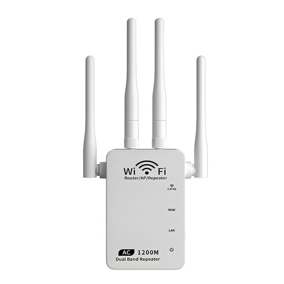 Zcargel 5G Dual Band WiFi Signal Extender 1200Mbps High-Speed Wireless Network Booster, Plug & Play, 4 External Antennas, Home Office Internet Amplifier, US Plug, White