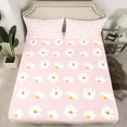 thumbnail image 2 of Manfei Cute Flower Queen Sheet Sets,Daisy Bedding Queen Size,Pink White Bed Sheets Set Queen Size For Girls,Breathable Bedroom Decorative,4 Pieces, 2 of 7