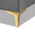 thumbnail image 5 of Baxton Studio Valery Modern and Contemporary Dark Gray Velvet Fabric Upholstered Queen Size Platform Bed with Gold-Finished Legs, 5 of 8