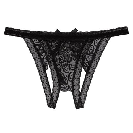 BYHONG Sexy Lace Women s Open Underwear Waist Low Panties Briefs Crotch Underpants Underwear for Women Beige One Size