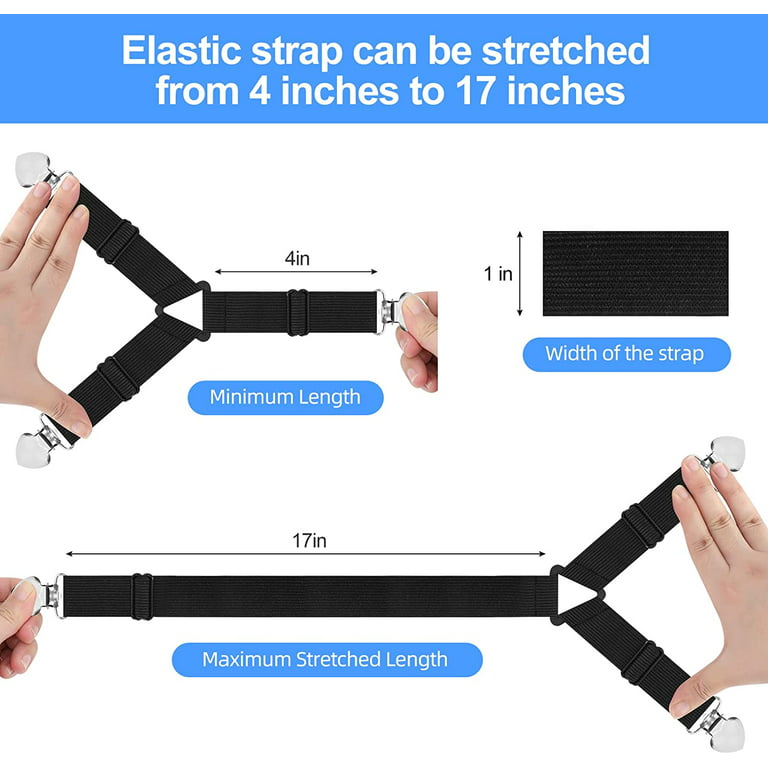 Bed Sheet Holder Straps, Adjustable Bed Sheet Fastener and Triangle Elastic  Mattress Sheet Clips Suspenders Grippers Fasteners Heavy Duty Keeping  Sheets Place for Bedding Mattress (4 PCS) 