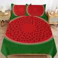 thumbnail image 6 of 3 Pcs Soft Bedding Set, Includes 1 Duvet Cover with Zipper And 2 Pillow Shams,Watermelon Red And Bright Full(79"×90"), 6 of 8