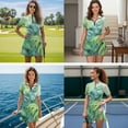 thumbnail image 3 of Uorisanigo Hawaiian Leaf Matching Couple Summer Golf Outfits Cactus Print Men's 1/4 Zip Short Sleeve Shirt and Women's Dress with Built in Shorts Quick Dry Athletic Sport Wear, 3 of 8