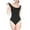 Black, variant on Athletic One Piece Swimsuit for Girls - Solid Black & Brown Racerback Bathing Suit, Sizes 7-16
