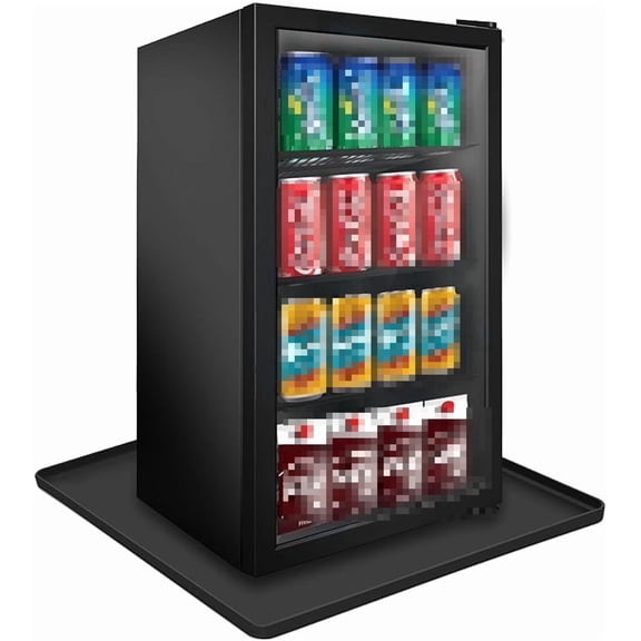 Silicone Mini-Fridge Mat with Elevated Perimeter – Absorbent, Leak-Resistant Protective Pad for Mini Refrigerators, Freezers, and Washing Machines (Black, 24″ × 24″)