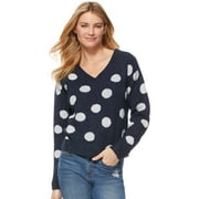 Scoop Polka Dot V-Neck Slouchy Sweater Women's