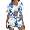 thumbnail image 2 of Gamivast Summer Sets Women 3 Piece Outfits Floral Dragonfly Print Kimono & Shorts with Tank Top Vacation Suits Boho Beach Cover Up Hawaiian Holiday Matching Set, 2 of 5