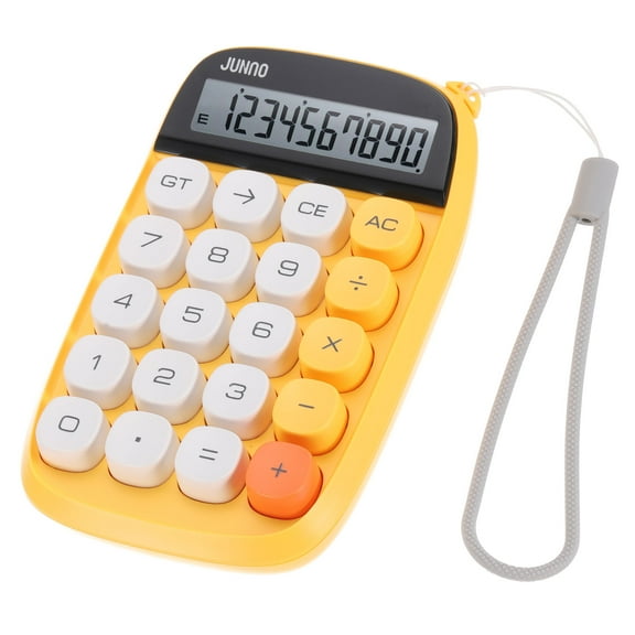 Uxcell Battery Power 10 Digit Cute Calculator Mechanical Switch Calculator, Yellow