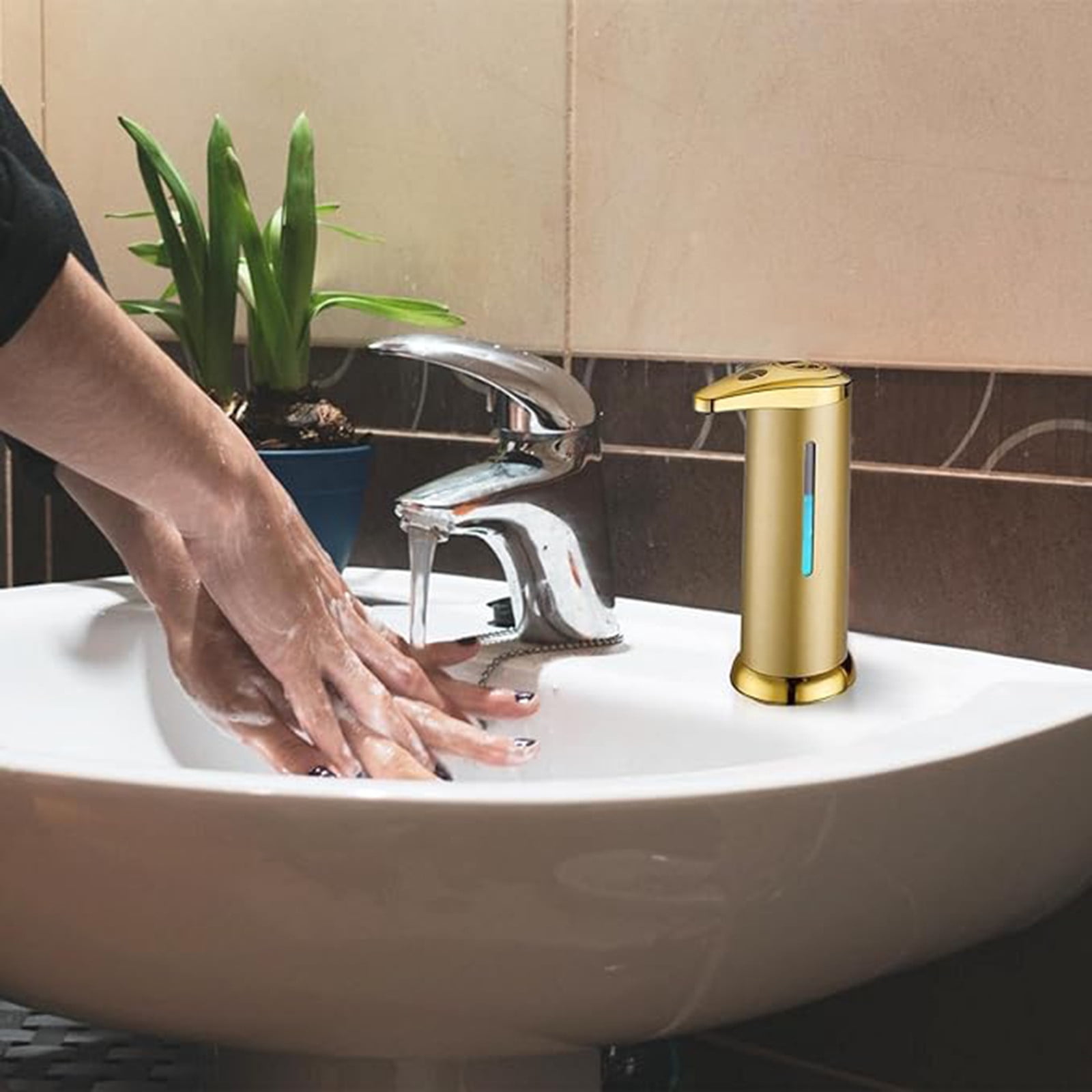Automatic Soap Dispenser, Stainless Steel Handfree Touchless, Easy to Use, Battery Operated Touchless, Sensor Dispenser for Bathroom Kitchen Hand Lotion