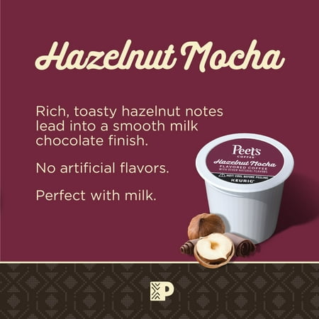 Peet's Coffee Flavored K-Cup Pods, Hazelnut Mocha (24 Count) Single Serve Pods Compatible with Keurig Brewers