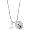 thumbnail image 1 of Delight Jewelry Silvertone Small Crescent Moon Silvertone Script Initial Disc - & - Charm Necklace, 20"+3", 1 of 4