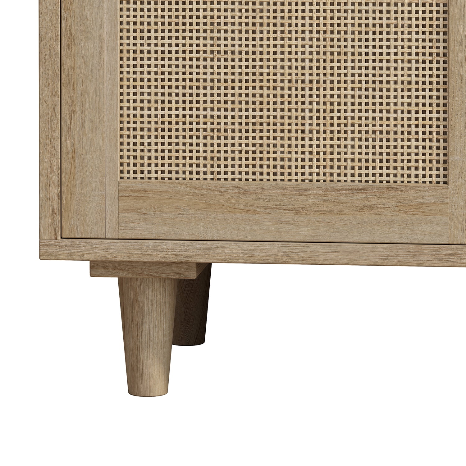Kadyn 4 Drawers Rattan Cabinet, Modern Dresser with Rattan Door, Accent Storage Cabinet for Living Room, Natural