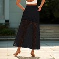 thumbnail image 4 of Gbsyewxs Womens Skirts Midi Skirt High Elastic Waist Hollow Out Layered Solid Color Beach Summer Women'S Skirts Black, 4 of 6
