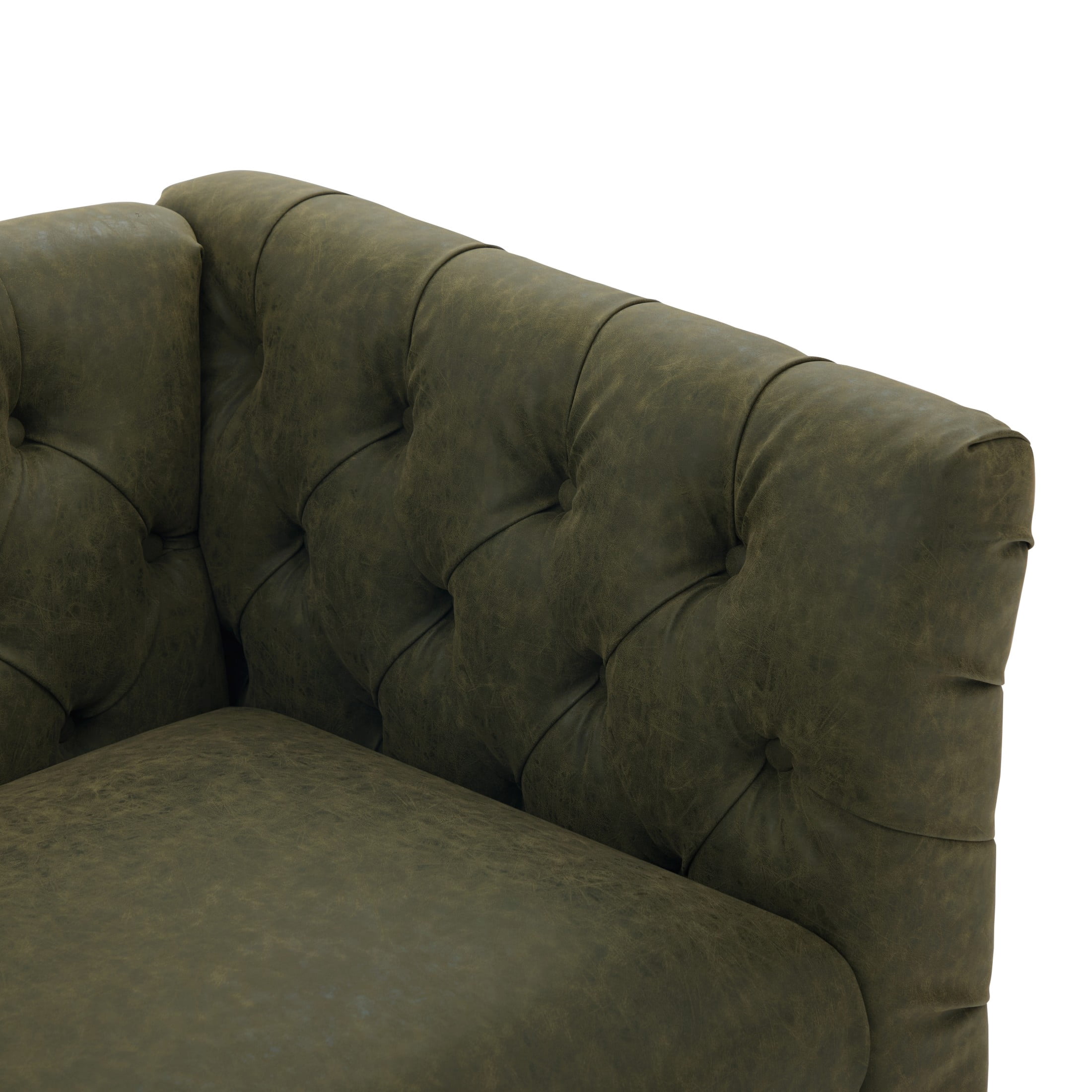 Christopher Knight Home 73.5" Chesterfield Sofa, Tufted PU Leather Couch with Flared Arms, Green