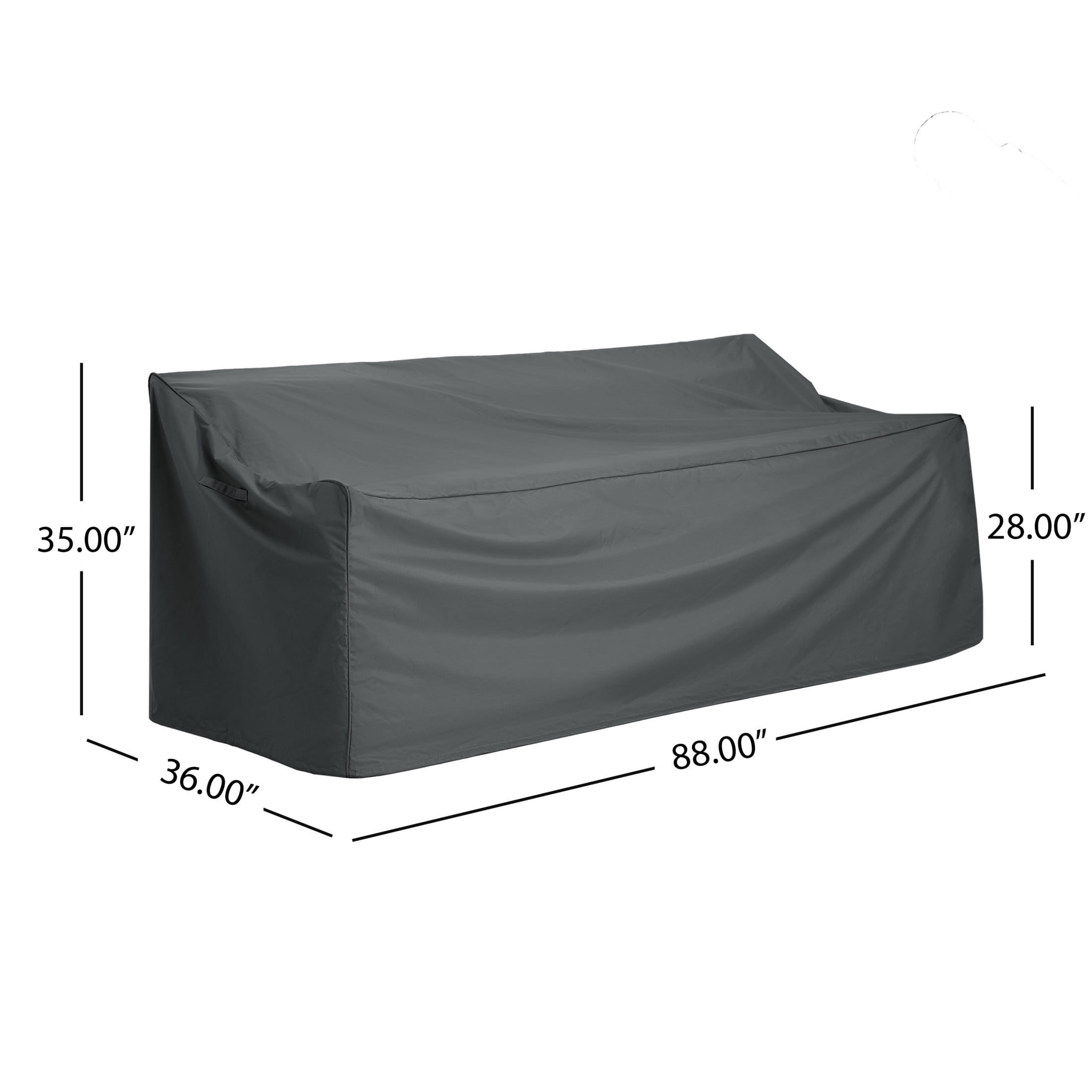 Kaelith Outdoor Patio 3-seater Sofa Cover, Weather Resistant Fabric, Dark Grey