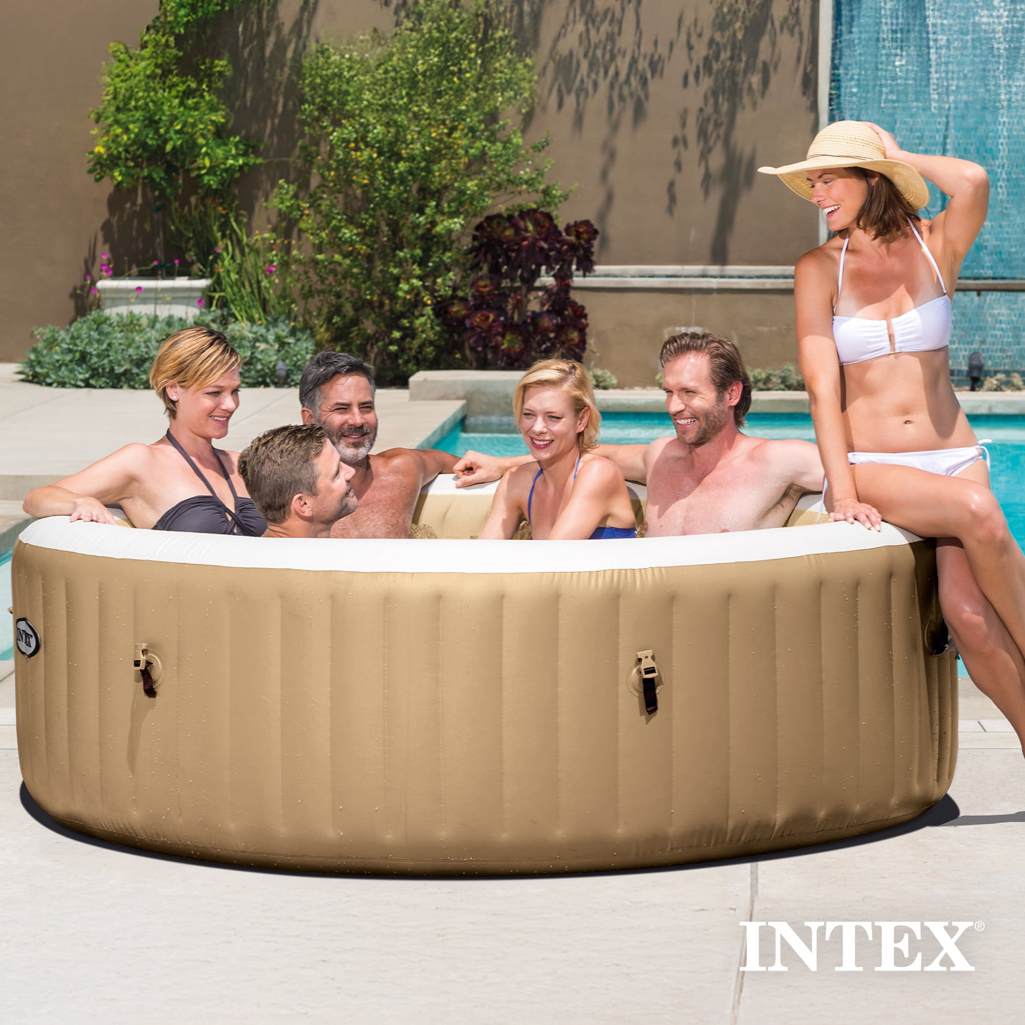 Intex PureSpa 6 Person Bubble Massage Inflatable Hot Tub Spa Set