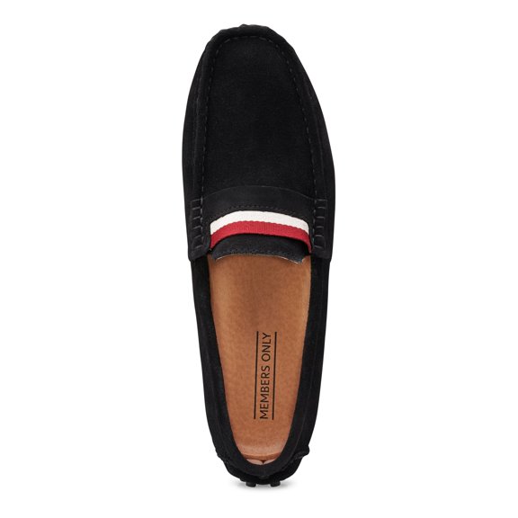 Members Only Men's Suede Leather Driving Shoes - Black , 8