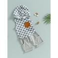 thumbnail image 3 of Coduop Toddler Baby Boy Summer Outfits Checkerboard Print Sleeveless Hoodie T-shirt and Shorts Set, 3 of 7