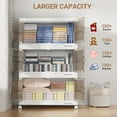 thumbnail image 4 of BROVIEW 480Qt Stackable Storage Bins with Lid, Plastic Closet Organizers and Storage Drawer, Collapsible Storage Box with Wheels, Folding Storage Cabinet for Closet Clothes Organization, 4Pack White, 4 of 9