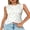 White, variant on LMLYSoH Women’s Sleeveless Tank Tops Dot/Stripe Print Summer Crew Neck Draped Front Slim Fit Vest