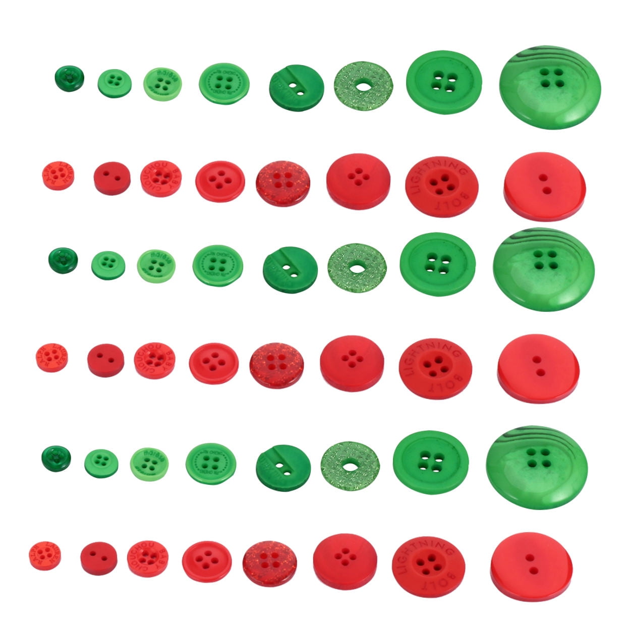 WRITWAA 1320-Piece Resin Button Set in Christmas Red and Green for Crafts, Knitting, Crochet, Projects and Holiday Decorations