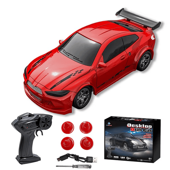 1/64 Scale Drift RC Car, 4WD Desktop Mini Racing Drift Remote Contrl Car Model, 2.4Ghz RC Vehicle Hobby Toy Gift for Adults