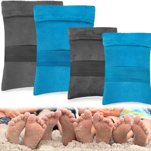 Beach Sand Cleaner - 4 Pack (2 Large and 2 Small) Portable and efficient travel beach cleaning tools, perfect for beach essentials and outdoor adventures. (Gray and Blue)