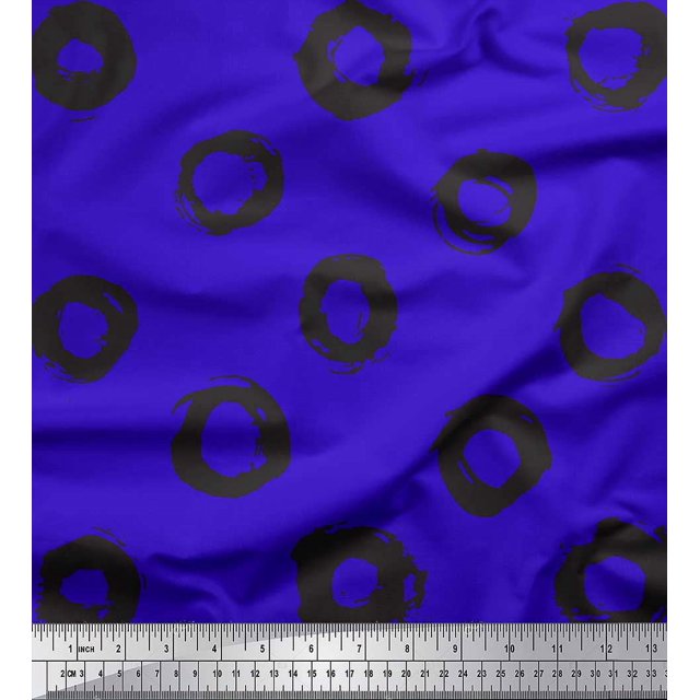 Soimoi Blue Heavy Canvas Fabric Line & Circle Geometric Fabric Prints By Yard 58 Inch Wide