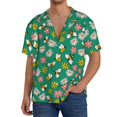 thumbnail image 3 of Honeii 's Flying Bees for men's short-sleeved button-up collared shirt featuring a pocket, perfect for beach vacations, and travel adventures., 3 of 5