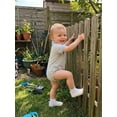 thumbnail image 6 of BemeyourBBs Newborn Baby Boy Summer Clothes Striped Bubble Romper Infant Boy Contrast Color Short Sleeve Turn Down Collar Button Up Shirt Bodysuit Jumpsuit, 6 of 9