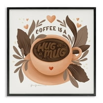 Stupell Industries Coffee Is Hug in Mug Food & Beverage Painting Black Framed Art Print Wall Art, 12 x 12