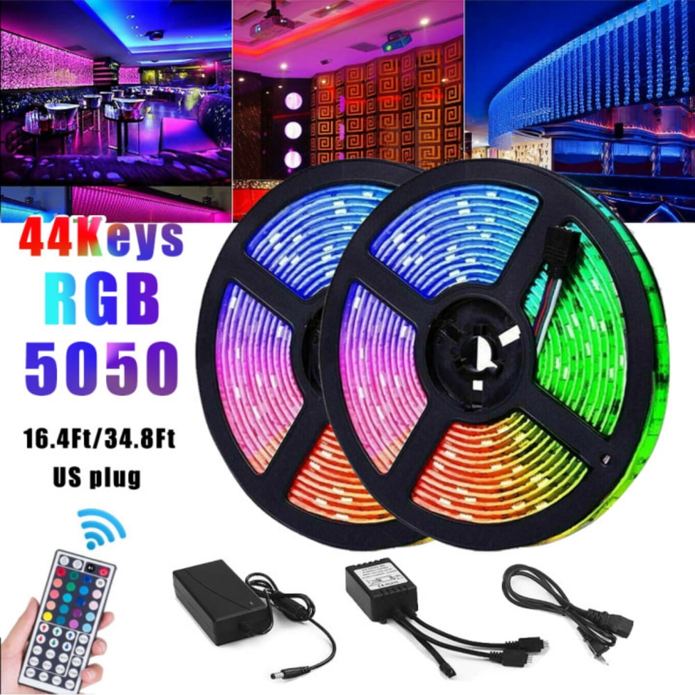 Details about   12V 5M 5050 RGB SMD LED Waterproof Flexible Strip 300 LEDs 44 Key IR Remote 