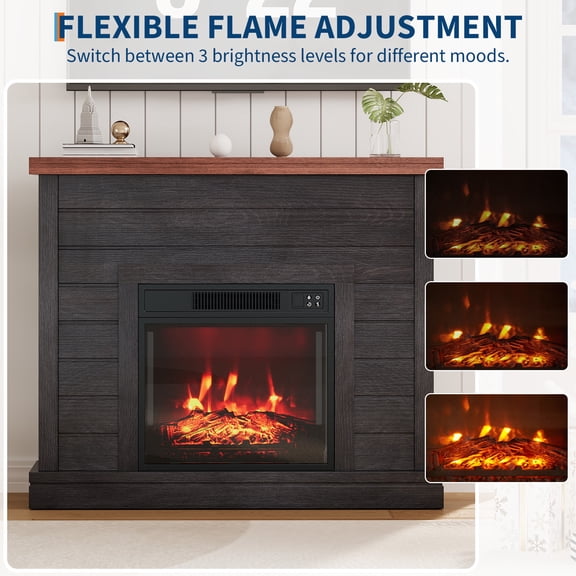 38 Inch Freestanding Electric Fireplace TV Stand with Mantel, 18" Insert & 1500W Heater